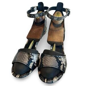 Coach Black and Gray Snake Print Sandals